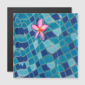 Pool Party Blues rosa Blume schwimmender Magnet (Vorne/Hinten)