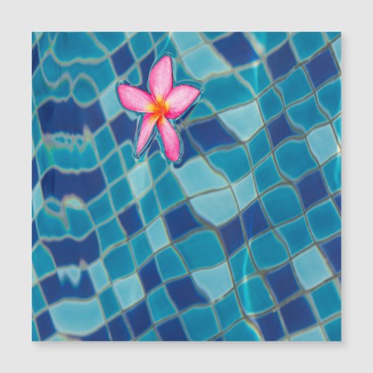 Pool Party Blues rosa Blume schwimmender Magnet (Vorderseite)