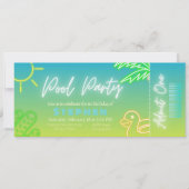 Pool Party Boy Birthday Ticket Einladung (Vorderseite)