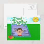Pool Party Boy Einladungspostkarte (Vorne/Hinten)