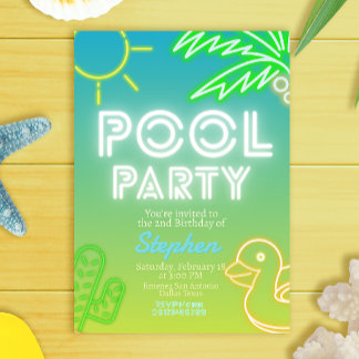 Pool Party Boy Geburtstag Einladung