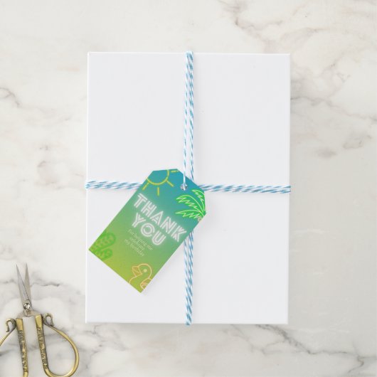 Pool Party Boy Geburtstag Geschenkanhänger (Mit Garn)