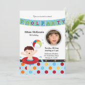 Pool-Party (Boy) mit Foto Einladung (Stehend Vorderseite)