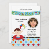 Pool-Party (Boy) mit Foto Einladung (Vorne/Hinten)