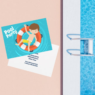 Pool Party Boy Schwimmen Custom Kindergeburtstag Einladung