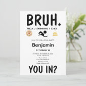 POOL PARTY Bruh Birthday Einladung (Stehend Vorderseite)