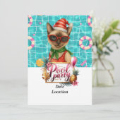 Pool Party Christmas in July for Cat Lovers Einladung (Stehend Vorderseite)