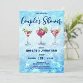 Pool Party Cocktail Couple's Dusche Einladung (Stehend Vorderseite)