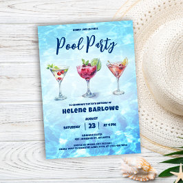 Pool Party Cocktail Sommer Geburtstag Einladung