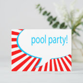 Pool Party! Comic-Sprechblase Einladung (Stehend Vorderseite)