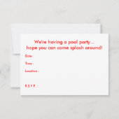 Pool Party! Comic-Sprechblase Einladung (Rückseite)