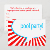 Pool Party! Comic-Sprechblase Einladung (Vorne/Hinten)