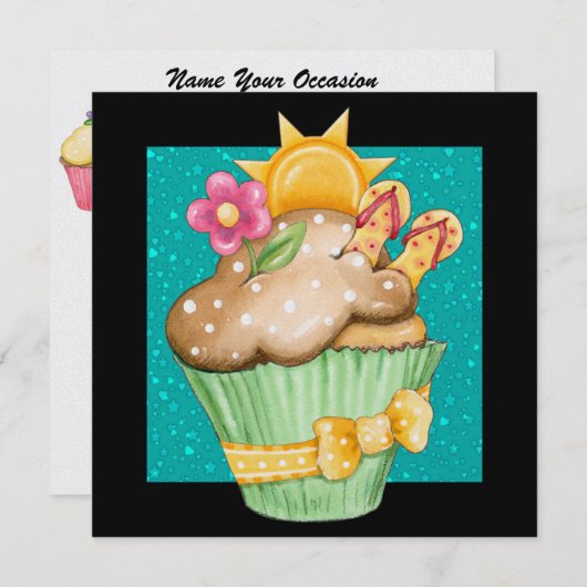 Pool Party Cupcake ! - SRF Einladung (Vorne/Hinten)