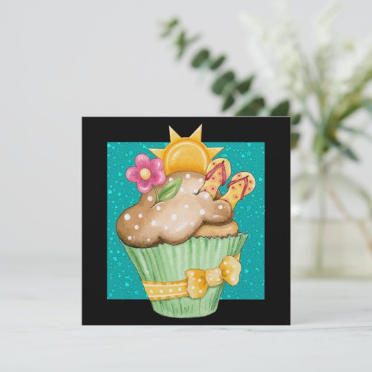 Pool Party Cupcake ! - SRF Einladung (Stehend Vorderseite)