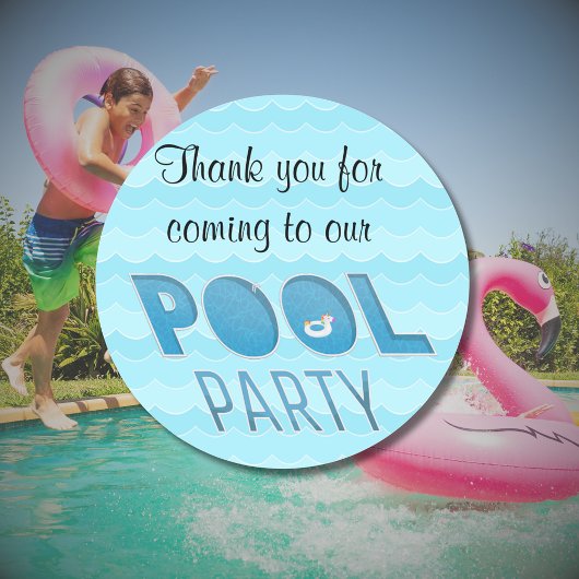 Pool Party Danke mit Einhorn Float Runder Aufkleber