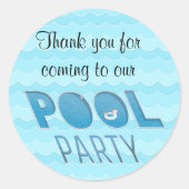 Pool Party Danke mit Einhorn Float Runder Aufkleber (Vorderseite)