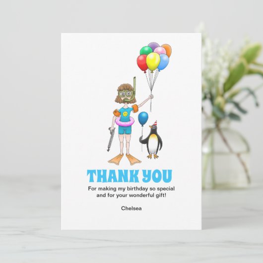 Pool-Party Dankeskarte (Stehend Vorderseite)