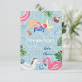 Pool-Party Dankeskarte (Stehend Vorderseite)