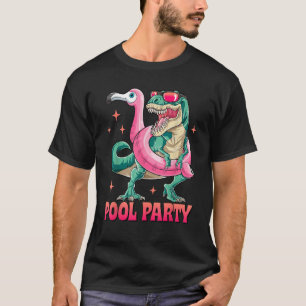 Pool Party Dinosaurier Pink Flamingo Float Funny T T-Shirt