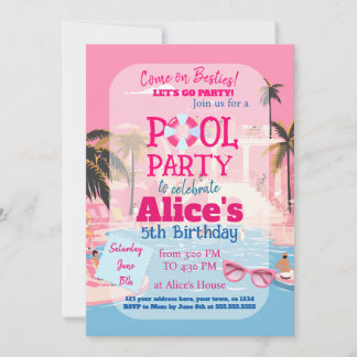 Pool Party Doll Malibu Beach Geburtstag Einladung