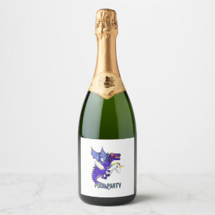 Pool Party-Drache Einhorn Float-Shirt Drachen-Gesc Schaumweinetikett