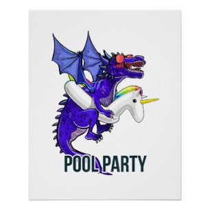 Pool Party Drachen Einhorn Float Shirt Drachen Ges Poster
