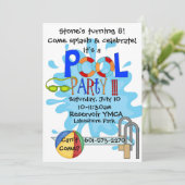 Pool-Party Einladung (Stehend Vorderseite)