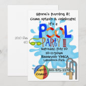 Pool-Party Einladung (Vorne/Hinten)