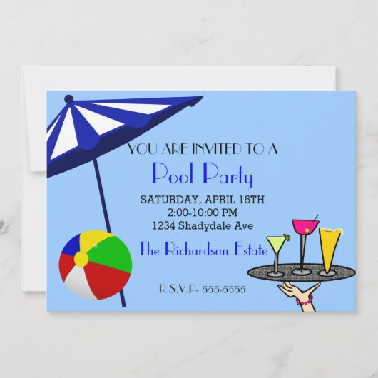 Pool-Party Einladung (Vorderseite)