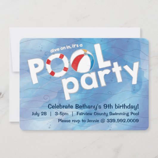 Pool-Party Einladung (Vorderseite)