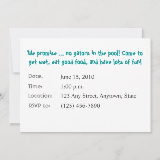 Pool-Party Einladung (Rückseite)