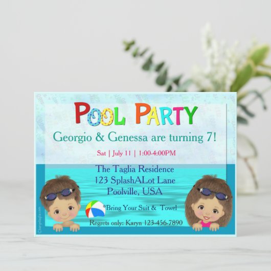 Pool-Party Einladung (Stehend Vorderseite)