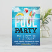 Pool-Party Einladung (Stehend Vorderseite)
