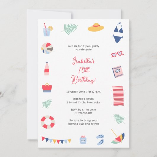 Pool-Party Einladung (Vorderseite)