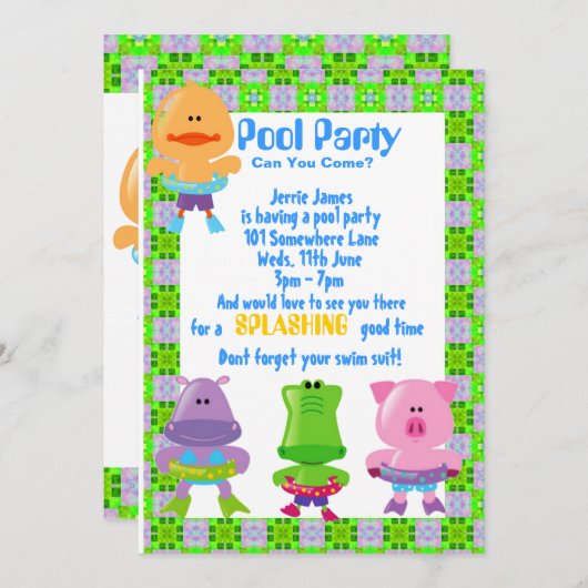 POOL-PARTY EINLADUNG (Vorne/Hinten)