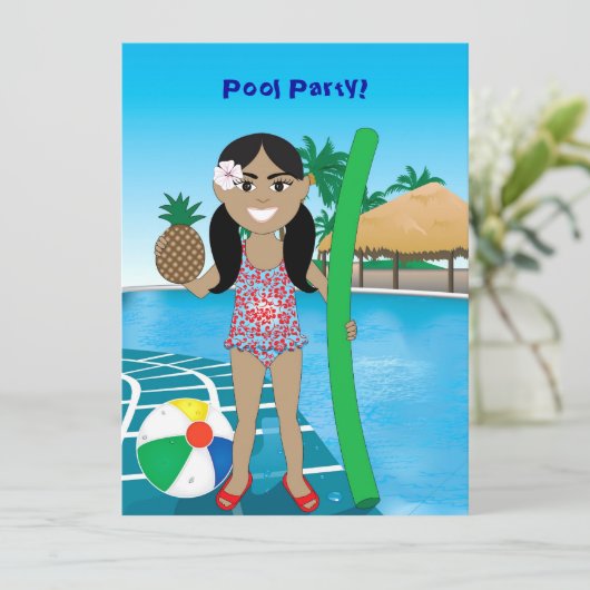 Pool-Party Einladung (Stehend Vorderseite)