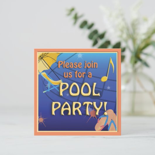 Pool-Party Einladung (Stehend Vorderseite)