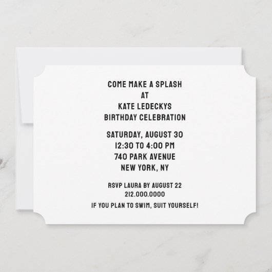 Pool-Party Einladung (Rückseite)