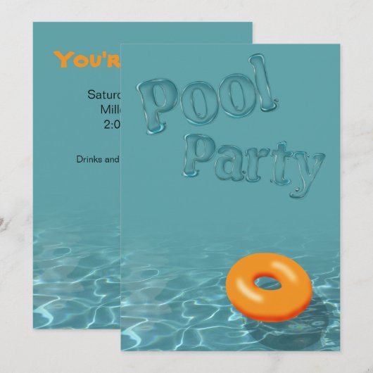 Pool-Party Einladung (Vorne/Hinten)