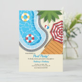 Pool-Party Einladung (Stehend Vorderseite)