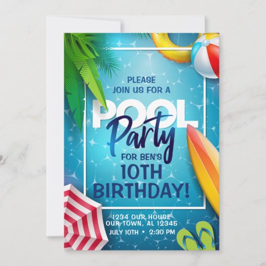 Pool-Party Einladung (Vorderseite)