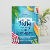 Pool-Party Einladung (Stehend Vorderseite)