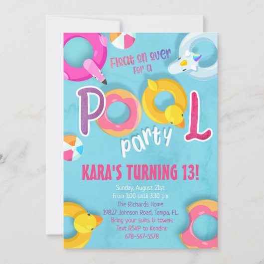 Pool-Party Einladung (Vorderseite)