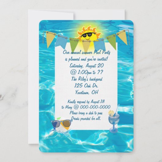 Pool-Party Einladung (Vorderseite)