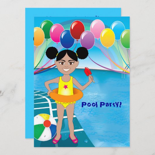 Pool-Party Einladung (Vorne/Hinten)