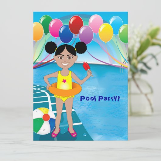 Pool-Party Einladung (Stehend Vorderseite)