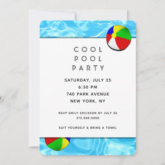 Pool-Party Einladung (Vorderseite)