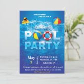 Pool-Party Einladung (Stehend Vorderseite)