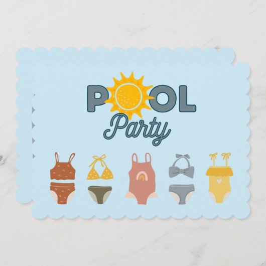 Pool-Party Einladung (Vorne/Hinten)