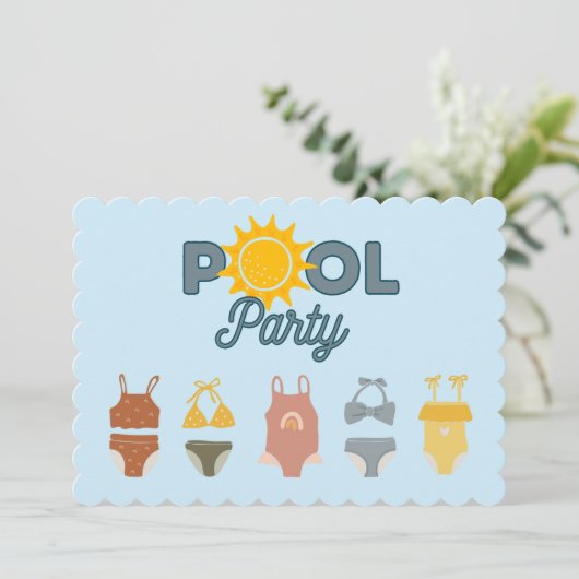 Pool-Party Einladung (Stehend Vorderseite)